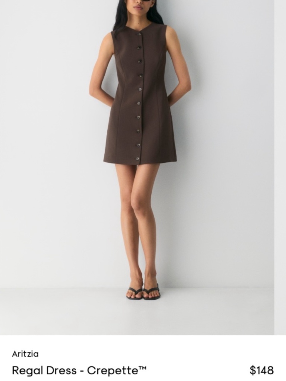 Aritzia regal crepette rich mocha brown mini dress